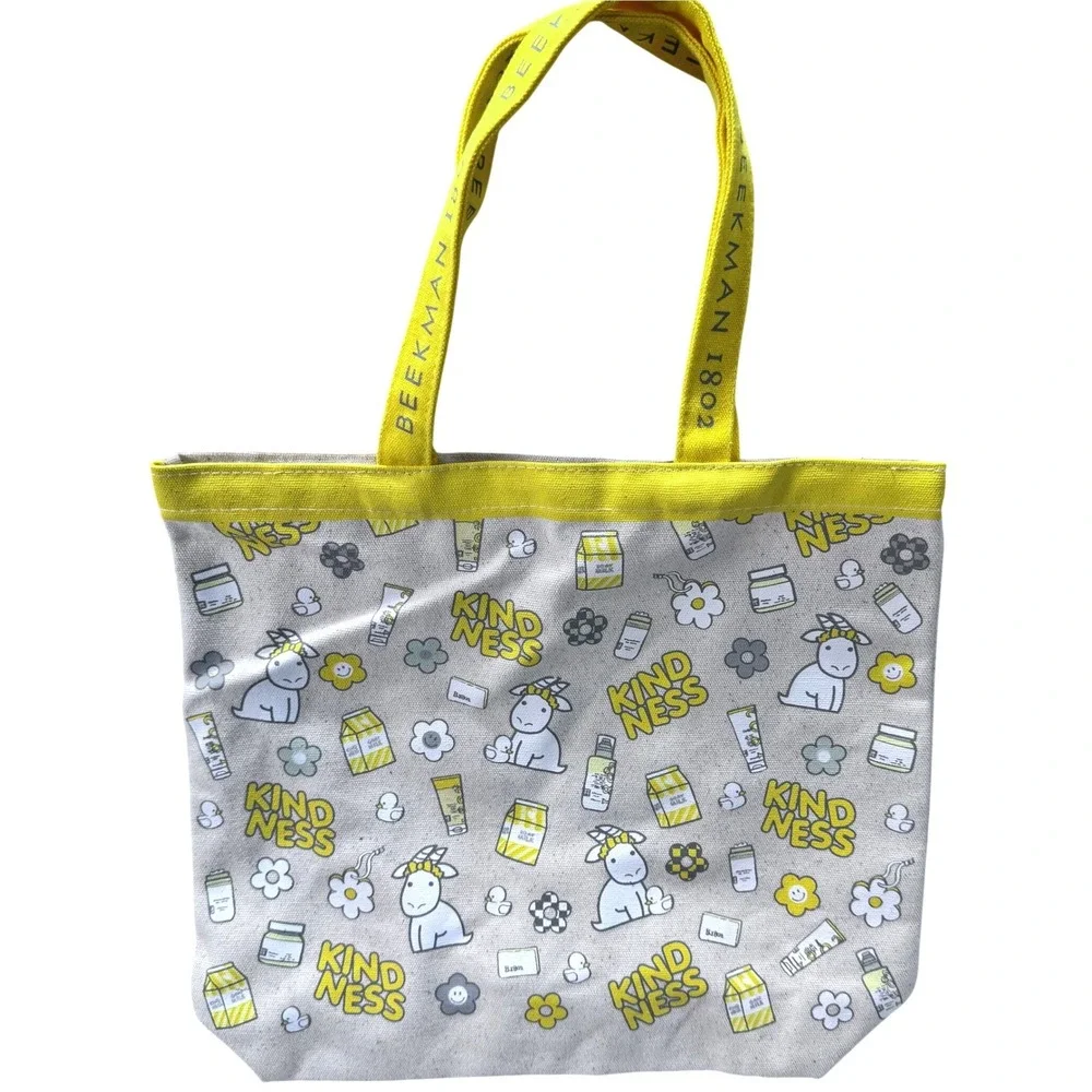 Beekman 1802 Kindness Goat Print Canvas Tote Bag 100% Cotton Reusable Shopper